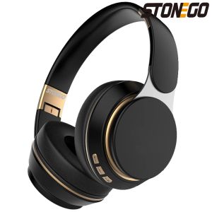 Tillbehör Stonego Stereo Bluetooth hörlurar Fällbara trådlösa headset Hifi Deep Bass Sound HD Microphone Pu Leather Earmuffs