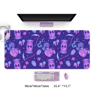 Camundongos extras grandes kawaii games mouse goth pastel crânio roxo preto xxl mesa tape de água à prova de água não -laptop acessórios de mesa de laptop