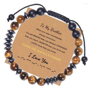 Link Bracelets Handmade Woven Morse Code Frosted Stone Adjustable Bracelet I Love You Creative Letter Natural Charm Family Gifts