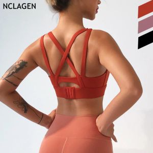 Bras Nclagen Sports Yoga Bra biancheria intima Running Fitness Bra Gym Workout PushUp Crop Crop Top Top Crossback Dry Fit Bra sexy reggiseno