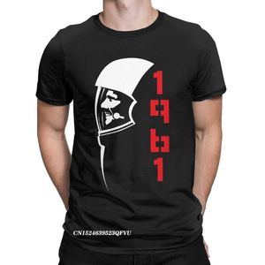 Camisetas masculinas camisetas estampada de algodo harajuku masculina yuri gagarin unio sovitica tops de astronautas cosmonauta camisas cccc t240425