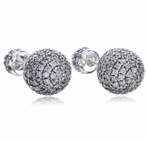 Orecchini a sfera di cristallo naturale in argento 925 in argento reale in stile Gioielli in argento per perle da discoteca Diamond Diamante 7246029