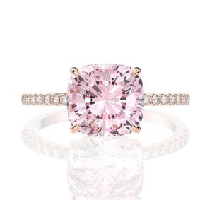 18k Rose Gold Pink Sapphire Diamond Ring 925 Sterling Silver Party Wedding Band Rings For Women Fine Jewelry74115622700058