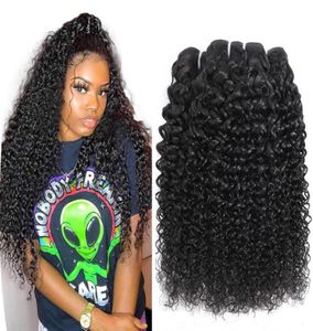 O cabelo humano cacheado peruano tece 100 100 brasileiros da Malásia Malásia Jerry Kinky Curls Virgin Hair Extensions2119855