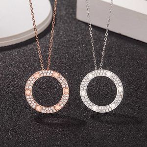 New classic design Ring S925 Pure Silver 18K Rose Gold Fashion with Chain with carrtiraa original necklaces