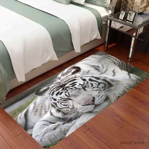 Mattor 3D -mönster Animal White Tiger Carpet Classic Living Room Corridor Mattan Lång matta Kök Badrumsmatta