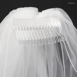 Свадебная завеса двойная слоя женской нерегулярной длины свадебная вуаля 2 Уровень простых сплошных цветов