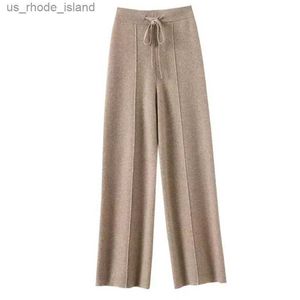 Maternity Bottoms 100% Pure Wool Pants Cashmere Wide Leg Trousers Womens Long Britches Knit Loose Daks Casual Pants Autumn Winter High Waist DaksL2404