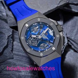 Luksusowy obserwowanie nadgarstka AP 26589io Titan Blue Dial 44 mm Manowe Manowe Manical Mens Watch 44 mm Średnica miernika