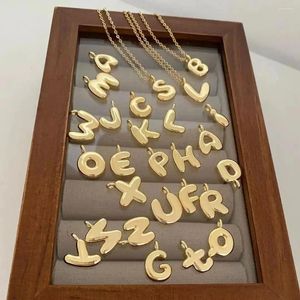 Pendant Necklaces 10PCS Balloon Smooth 26 Letters Necklace For Women Men Small Chubby Gold-plated Hip-hop Alphabet Charm Chain Jewelry