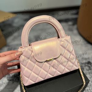 Womens Shimmer Iridescent Pink 6 Colors Top Handle Vanity Clutch Bags Large Capacity Gold Chain Crossbody Handbags Blue Silver Purple White Black 19X20CM