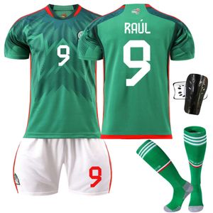 Soccer Set Tracksuits Mens Tracksuits 2223 Mexikansk fotbollströja 9 Raul 14 Home 16 Jersey Green Size 18 Set Original Sock Batch