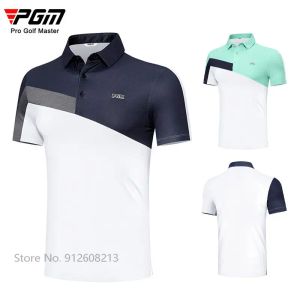 Polos PGM Summer Men Patchwork Sportswear männlicher Antisweat Golf T -Shirts Shortsleeved Hemd Golf Kleidung elastische atmungsaktive Polo -Tops