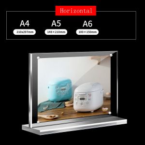 Holder A5 Forte Forte Magnetic Photo Price Display Stand Marca Dobra dupla Display de Catálogo de Restaurante Transparente Stand