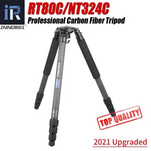 Tripés RT80C/NT324C Tripé profissional de fibra de carbono para DSLR Câmera de câmera de câmera pesada que obtenha uma câmera Stand Bowl Tripé