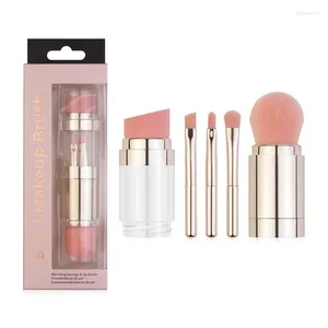 Makeup Brushes ZEDOORA 5 In 1 Travel Brush Set Retractable Sponge Puff Foundation Powder Concealer Eye Shadows Blush Gift