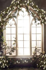 Romantisk bröllop PO -studio Backdrop French Window White Flowers Interior Room Vintage POGRAPHY Bakgrunder POGRAPHT BackGr7417032