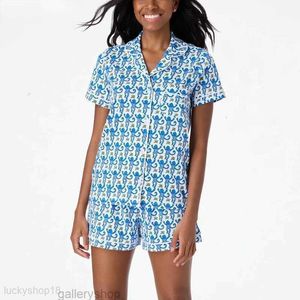 Womens Sleep Lounge Preppy Monkey Pyjamas Set Women Y2K Clothel Collar Single Breasted Short Sleeve Shirt Top and Shorts