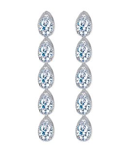 Luxury jewelry Long Dangle Water Drop earring designer for woman White AAA Cubic Zirconia Earrings Copper 18k Gold Diamond Earring7719624