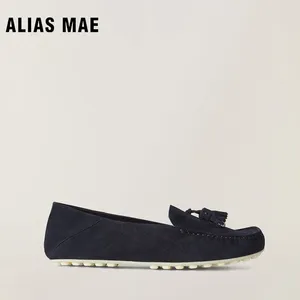 Casual Shoes ALIAS MAE Lazy Loafers Low Top Soft Suede Simple Western Style Autumn Round Toe Pea Women's