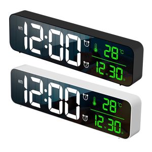 Clocks LED Alarm Clock Watch With USB Port Table Digital Mirror Alarm Clock Watch For Bedrooms Snooze Function Electronic Desk Clocks