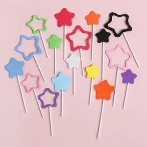 Party Supplies 16pcs Chroma Star Cake Topper Hollow Pink Wedding Decorating Personality Boys Girls Baby Birthday Cupcakes Toppers