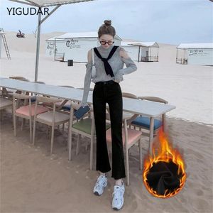 Jeans femminile coreano moda coreano ad alta vita taglio di stivale pantaloni caviglia alla caviglia dolce valo vaqueros mujer flare 2024 donne slim slim