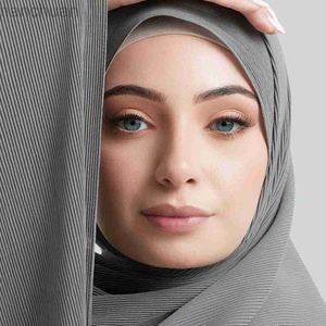 Hidżabs muzułmański perełowy szyfon wysokiej jakości mini plisowane szyfonowe szaft hidżab muzułmański dla kobiet hidżab szalik D240425