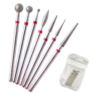 Bits 7PCS Diamond Nail Drill Bit Set Electric Milling Cutters For Manicure Rotary Burr Cuticle Clean Manicure Drill Accessories