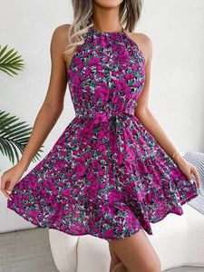 Women Summer Casual Blumendruck Rüschenhalter Kleid 240424