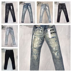 Designer Jeans Mann Frauen lila Jeans Designer Loch Stack Entspannen Sie schwarze weiße Skinny Jean Kurzstreife Klassiker luxus Jeans Taper Pant Man Weitbein Jeans Mann Größe 28-38