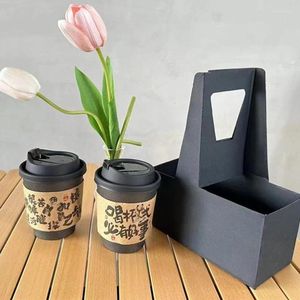 Bolsas de armazenamento 20pcs Disponível de copo Kraft Paper Black Jam Milk Tea Tawout Double Portable Packing Bandey