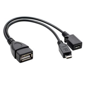 Tillbehör 20cm 2 i 1 Micro USB Host Power Y Splitter USB 2.0 Port Terminal Adapter OTG CABAL FÖR FIRE TV 3 eller 2nd Gen Fire Stick