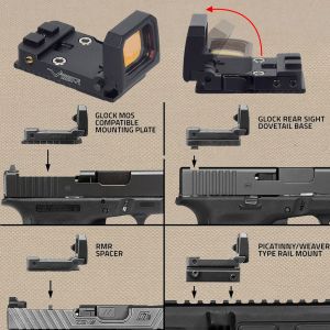 Optics Tactical Trijicon RMR VISM Vänd upp Red Dot Sight Collimator 1913 Mount For Glock 17 Airsoft Weapons Riflescope 20mm Rail Scope