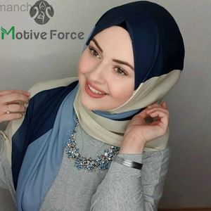 Hijabs islamisk halsduk kvinnor lyxig blå chiffong hijab abaya hijabs för kvinna abayas tröja muslimsk klänning turbans huvud omedelbart huvud wrap d240425