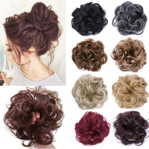 Chignon Chignon Messy Bun Hair Piece Curly Wavy Scrunchies for Women's Hair Updo Hairpiece Syntetiskt falskt hår