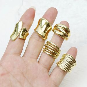 6 Pieces Retro Metallic Gold Plated Rings Multi Design Einfache klassische Persönlichkeit Fingerschmuck Geschenk 4 240424