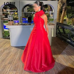 Party Dresses Lorie Saudiarabien Prom Red Elegant Evening Dress Back Sequined Sweetheart High Neck Floor Length Women Dreses