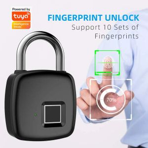 Moduler Tuya FingerPrint Padlock Bluetooth Smart Keyless Lock Mini Portable Biometric Hänglås med USB -laddning för skåpbagage gym