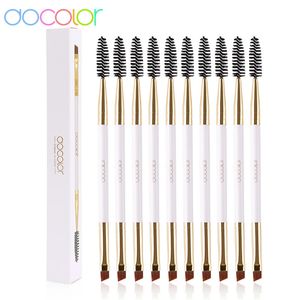 Doktern 5/10pcs weiß schwarz professionell doppelköpfige Augenbrauen -Wimpern Make -up Pinsel dünnes Haar Großhandel abgewinkelte Augenbrauenbürste 240412