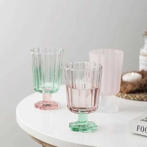 Tumblers 225ml 크리에이티브 컬러 유리 컵 아이스크림 콜드 음료 과일 차 디저트 장식 H240425