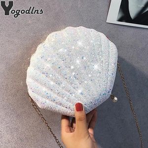 Evening Bags Cute Laser Sequins Small Shell Shoulder Bag Phone Money Pouch Summer Chain Crossbody For Women Purse