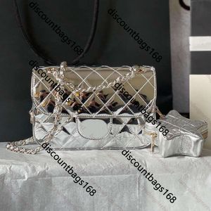 Axelväska kedja handväskedesigner kvinna silver patent läder crossbody väskor kort pentagram plånbok lyx tote designe