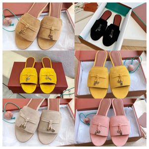 7A Toppkvalitetsdesigner tofflor Sandal Loro Mule 2024 Ny Pianas LP Summer Casual Shoes Suede Leather Sexy Women Slide Loafer Sunny Charm Outdoor Beach Sliders