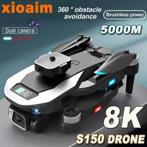 Drönare för Xiaomi S150 Drone 4K Professional 8K HD Dual Camera Hinder Undvikande Optical Flow Brushless RC Drone Quadcopter Toy UAV