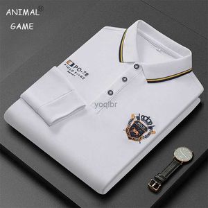 Polos męski Nowy jesień koreański haftowana koszula polo męska luksusowa lapowa lapowa koszulka z długim rękawem moda moda anty-wrinkle men Spring Streetwearl2425