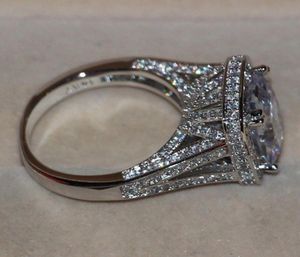 Storlek 511 Luxury Jewelry 8CT Big Stone White Sapphire 14kt White Gold Filled GF Simulated Diamond Wedding Engagement Band Ring Lov4681170