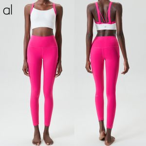 AL-188 Frauen Yoga Anzüge 2 Stück Sport BHs Top+Hosenanzug Bra Gymnasten Weste Hochtümer Running Joggshose Tanz Pilates Muse Leggings Sets