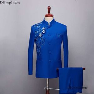 Tasarımcı takım elbise Çin tarzı erkekler takım elbise ceket üst düzey nakış markası İngiliz takım elbise resmi iş erkek takım elbise üç parçalı damat gelinlik ince fit takım 100