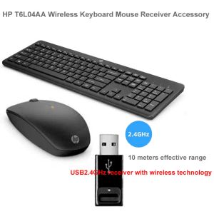 Möss HP T6L04AA trådlöst tangentbordmusuppsättning med adapter för anteckningsbok Desktop Computer Business Office, Laser Mouse, USB -mottagardelar